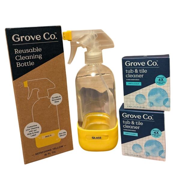 NIB Grove Collaborative Reusable Cleaning Bottle + Glass & Tub/Tile Cleaner - Picture 1 of 2